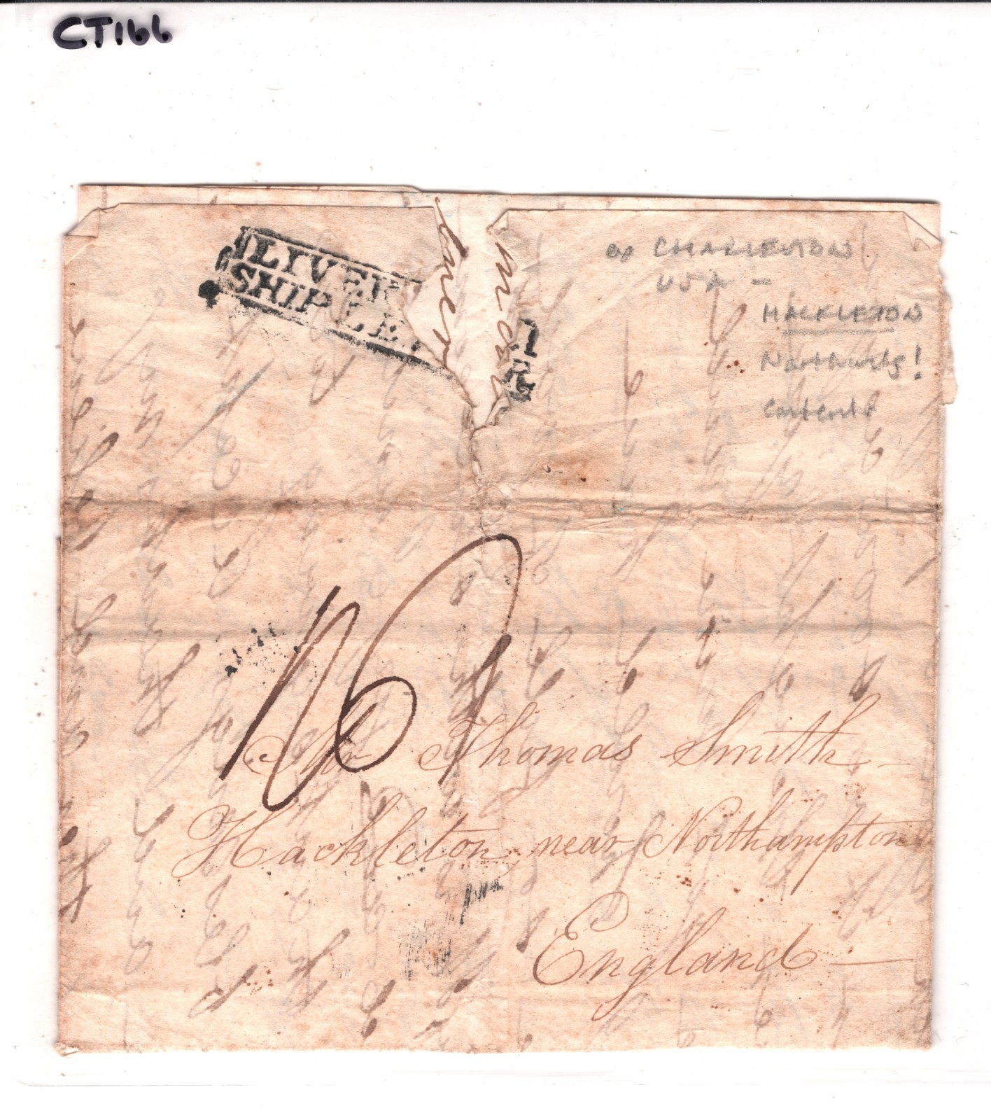 USA TRANSATLANTIC GB Cover 1833 Liverpool Ship Letter HACKLETON Northants CT166 - Image 6