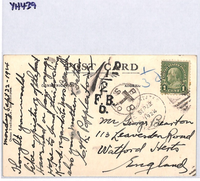 USA TRANSATLANTIC Ship Postcard SEA POST OFFICE *TAXE* Mark 1924 PAQUEBOT YH439 - Image 13