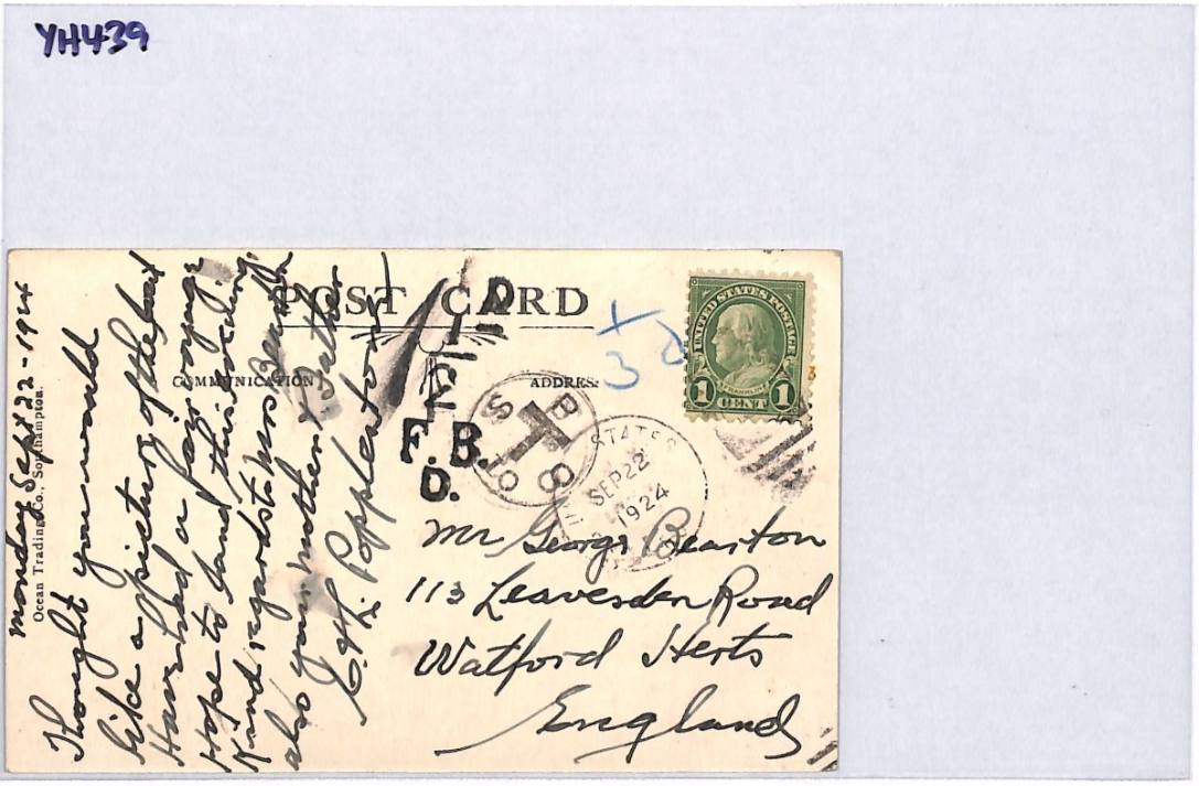 USA TRANSATLANTIC Ship Postcard SEA POST OFFICE *TAXE* Mark 1924 PAQUEBOT YH439 - Image 15