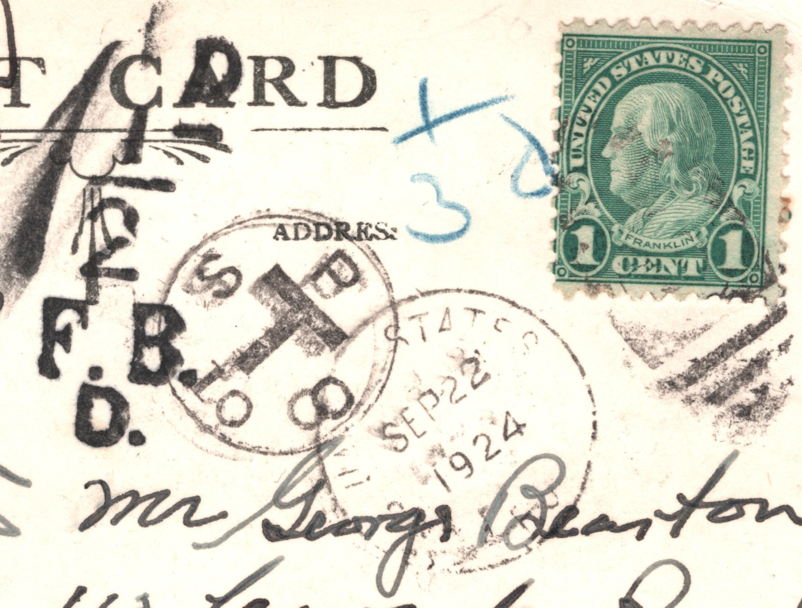 USA TRANSATLANTIC Ship Postcard SEA POST OFFICE *TAXE* Mark 1924 PAQUEBOT YH439 - Image 3