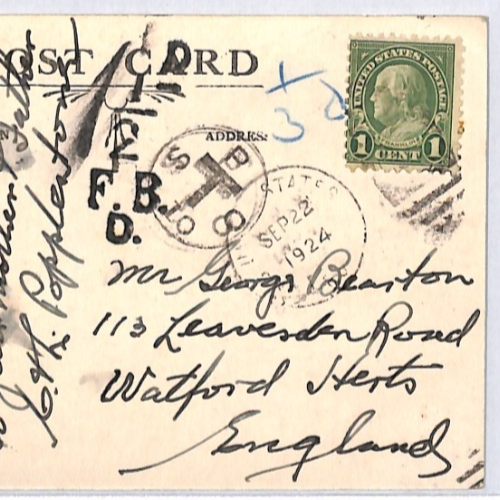 USA TRANSATLANTIC Ship Postcard SEA POST OFFICE *TAXE* Mark 1924 PAQUEBOT YH439 - Image 10