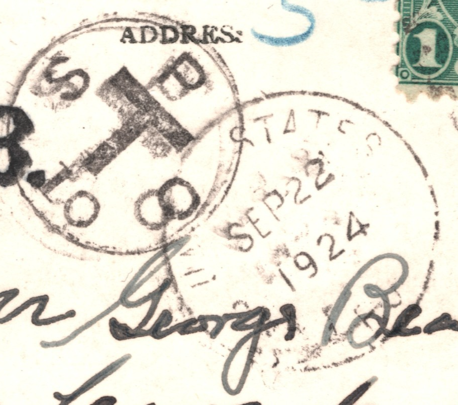 USA TRANSATLANTIC Ship Postcard SEA POST OFFICE *TAXE* Mark 1924 PAQUEBOT YH439