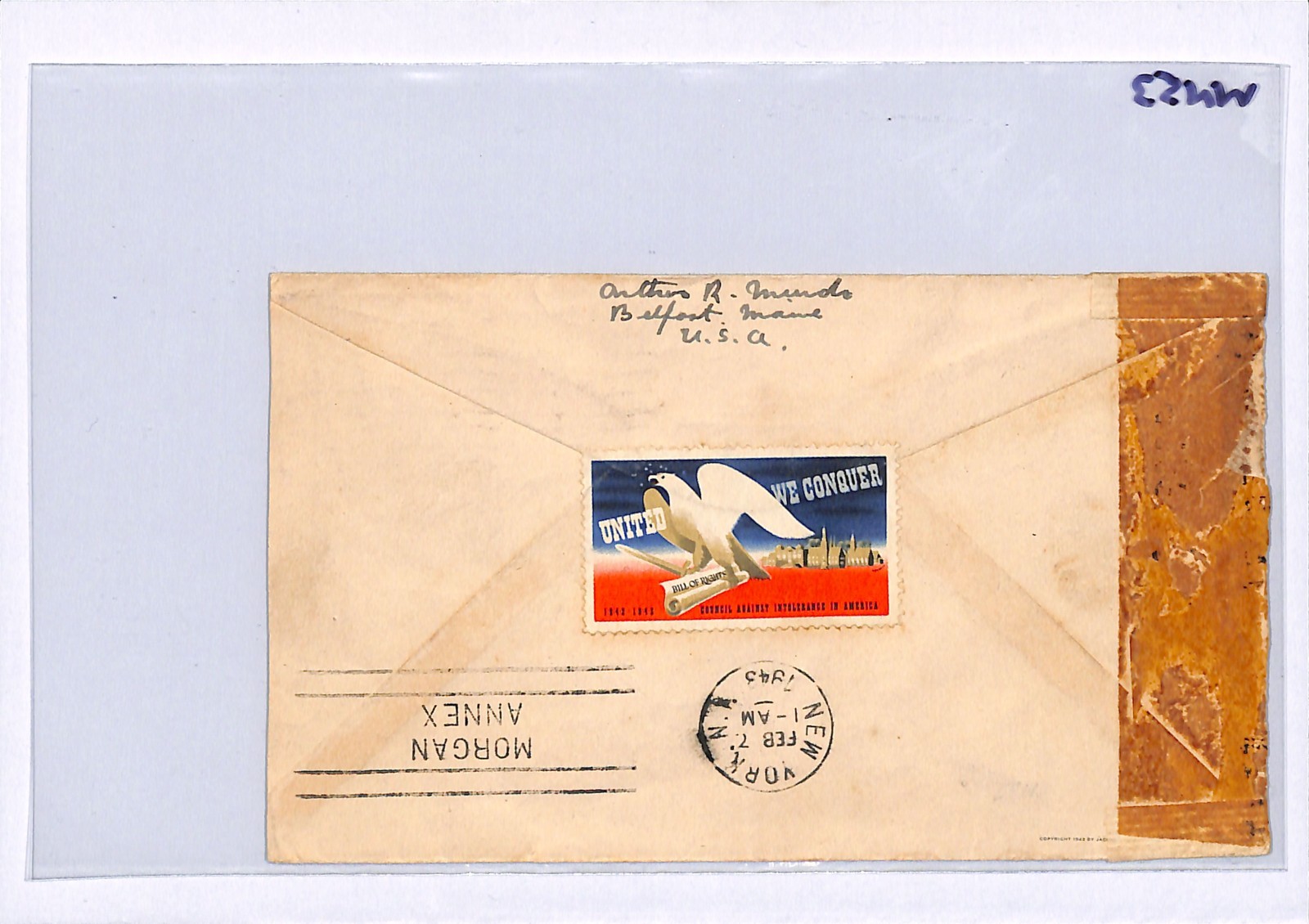 USA WW2 Cover UNCLE SAM Eshowe 1943 CENSOR RETOUR Label WE CONQUER Eagle WN53 - Image 7
