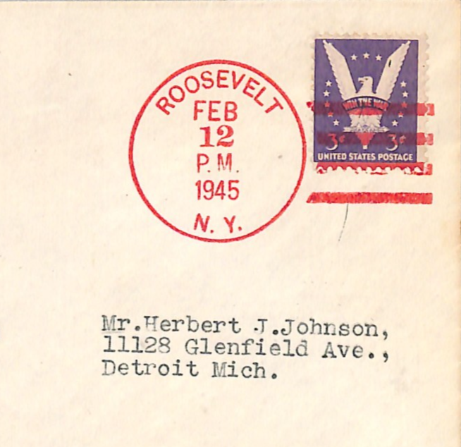 USA WW2 Cover *YALTA CONFERENCE* FDR/CHURCHILL/STALIN Roosevelt NY Cancel WE421 - Image 4
