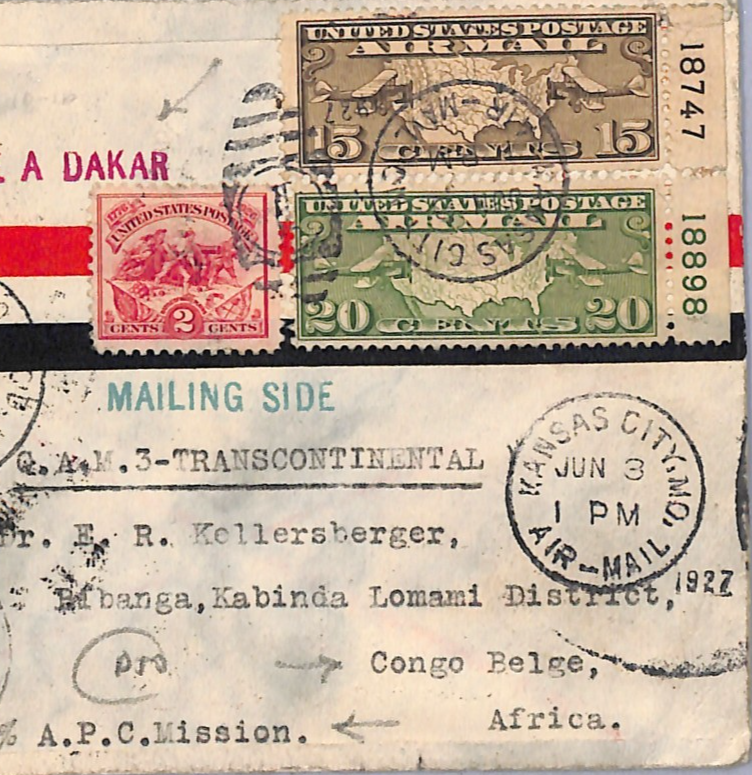 USA/BELGIAN CONGO Air *MIXED FRANKING* Cover 1927 Toulouse-Dakar Flight UG151 - Image 5