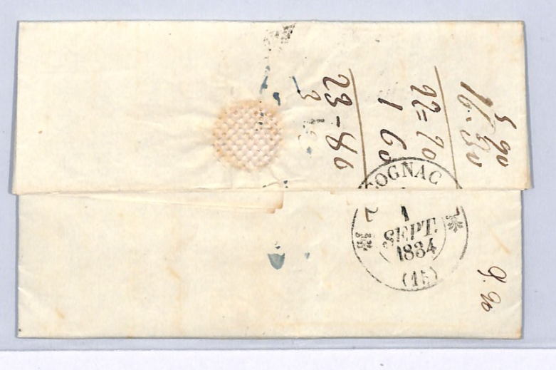 USA/FRANCE TRANSATLANTIC Cover 1834 New York Cognac Entire Letter EL XK211 - Image 4