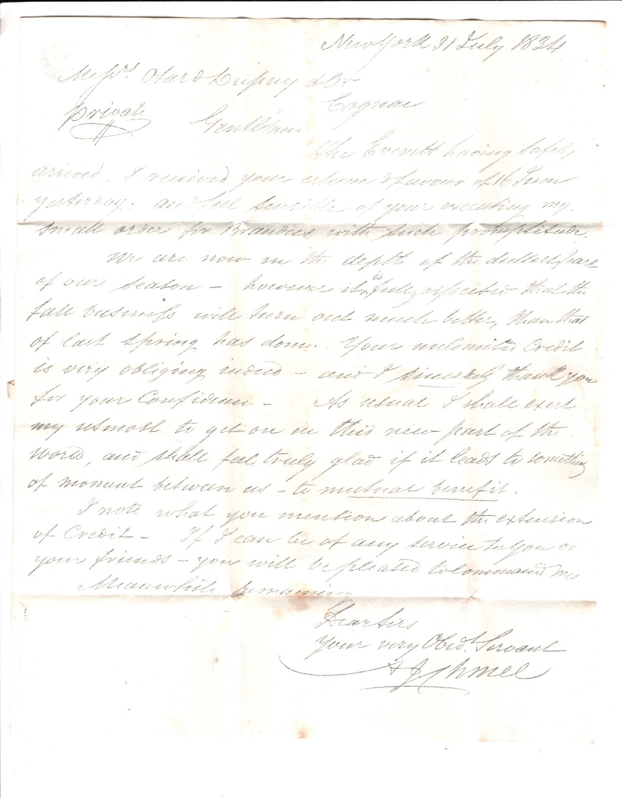 USA/FRANCE TRANSATLANTIC Cover 1834 New York Cognac Entire Letter EL XK211 - Image 5