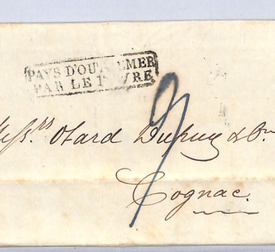 USA/FRANCE TRANSATLANTIC Cover 1834 New York Cognac Entire Letter EL XK211