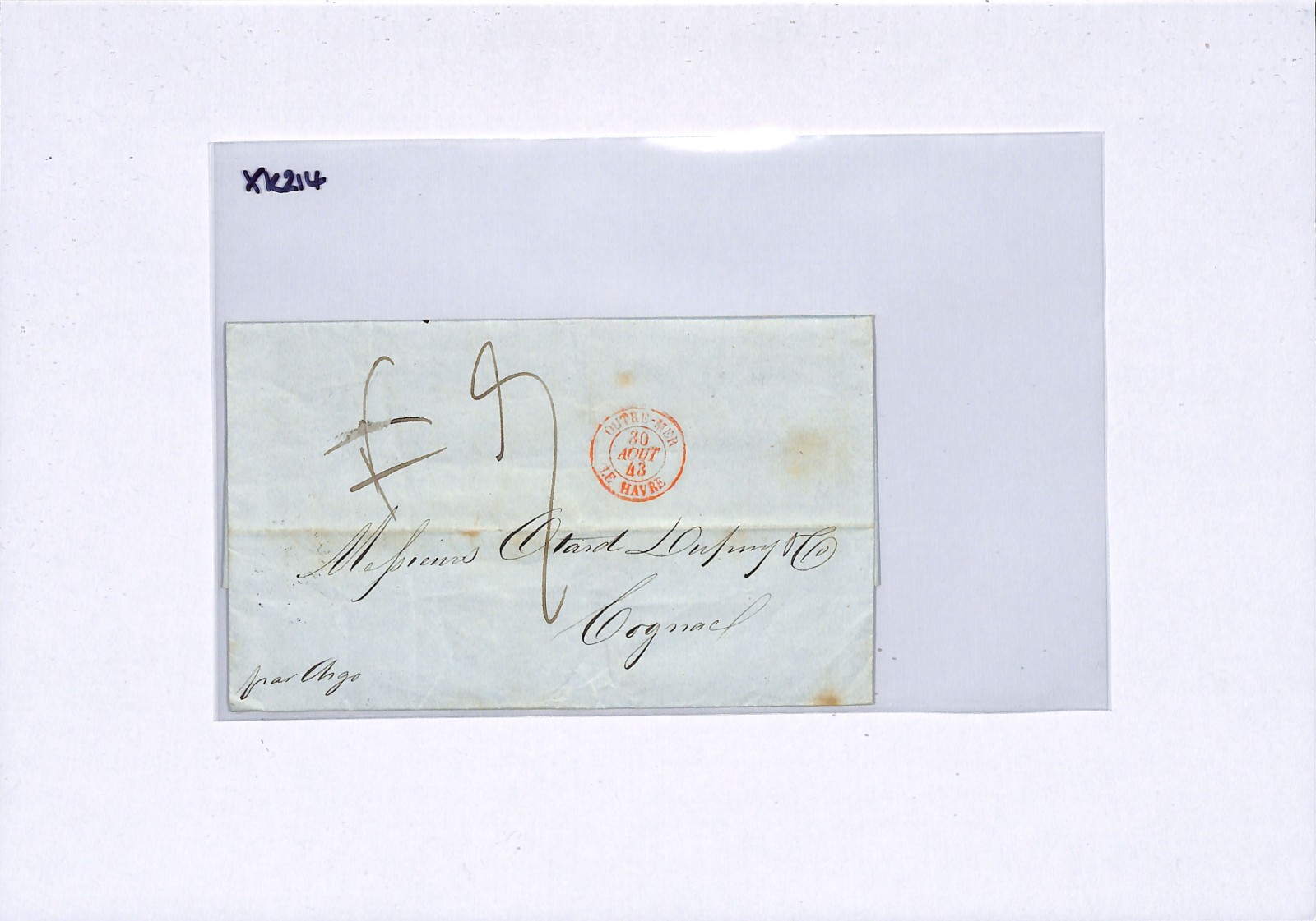 USA/FRANCE TRANSATLANTIC Cover 1843 New York Cognac Entire Letter EL XK214 - Image 6