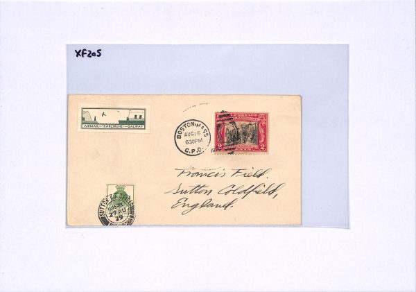 USA/GB Cover Transatlantic SHIP-SHORE LABEL Air 1929 *PUC* MIXED FRANKING XF205 - Image 7
