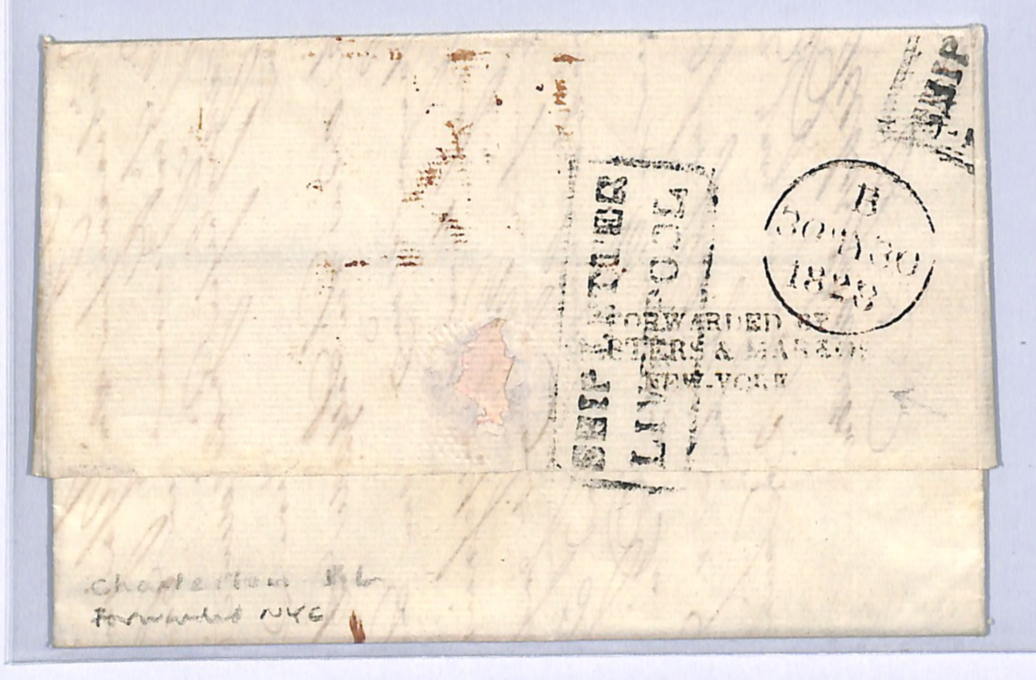 USA/GB TRANSATLANTIC Cover Charleston EL FORWARDED FAC NY London 1828 WO42 - Image 3