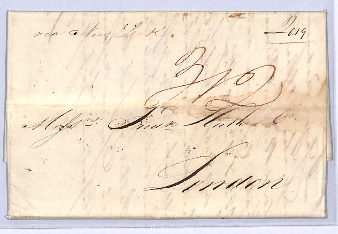 USA/GB TRANSATLANTIC Cover Charleston EL FORWARDED FAC NY London 1828 WO42 - Image 4