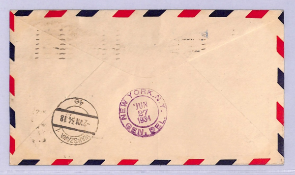 USA/POLAND Transatlantic Flight 1934 Air Cover ADAMOWICZ Pilots{2} Signed WT116 - Image 3