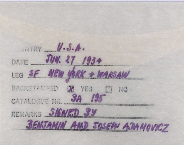 USA/POLAND Transatlantic Flight 1934 Air Cover ADAMOWICZ Pilots{2} Signed WT116 - Image 5
