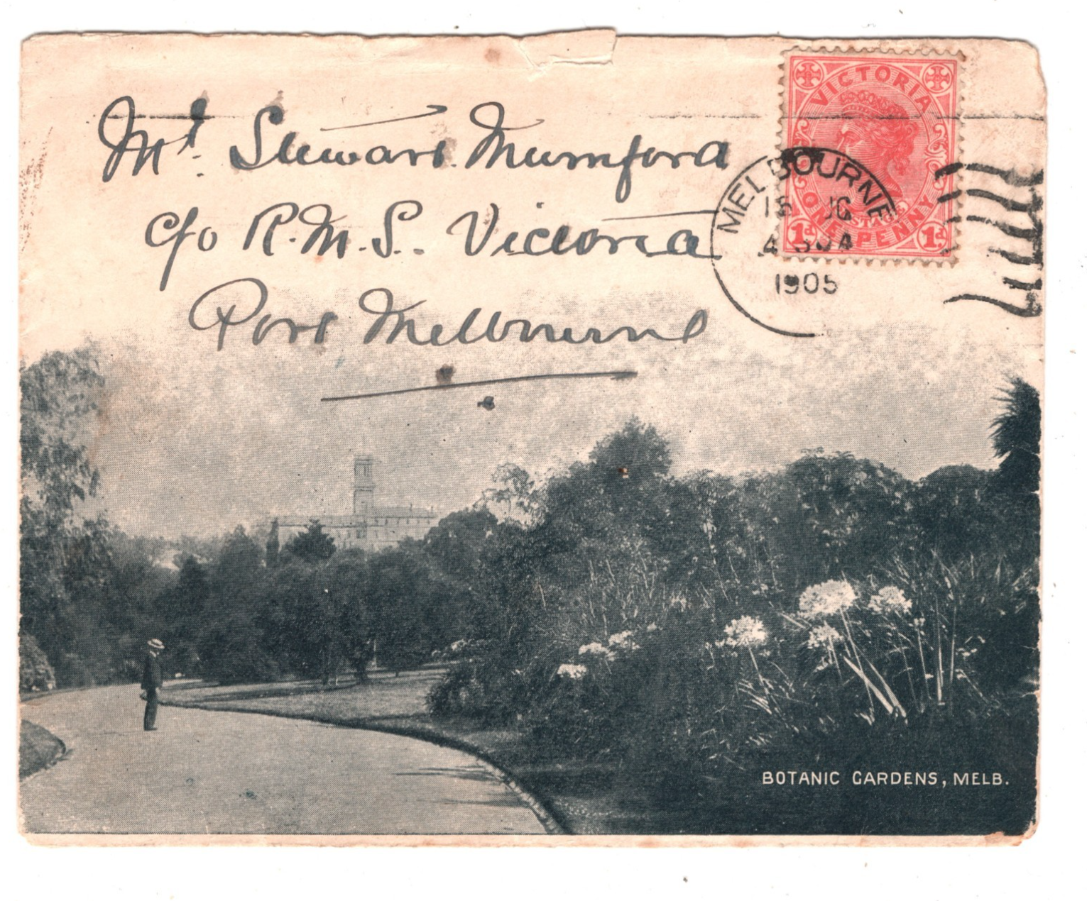 VICTORIA Australia Cover *Melbourne* ILLUSTRATED *Botanic Gardens* 1905 AM153