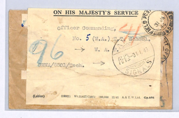 WEST AFRICA GB WW2 Official Cover *ARMY SIGNALS/AHQ* 1943 CDS Economy Label XK30 - Image 3