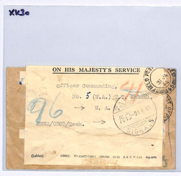 WEST AFRICA GB WW2 Official Cover *ARMY SIGNALS/AHQ* 1943 CDS Economy Label XK30 - Image 5