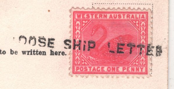 WESTERN AUSTRALIA 1d Swan Postcard *LOOSE SHIP LETTER* Adelaide PPC Penzance XK4 - Image 8