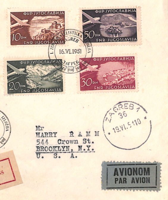 YUGOSLAVIA 1951 FDC Air Mail 100d Grey HIGH VALUE Zagreb Croatia Reg Cover YW469 - Image 7