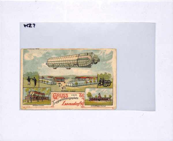 ZEPPELIN Art Chromo-Litho Postcard GRUSS AUS *Lamsdorf* Used 1916 {samwells}WZ7 - Image 5