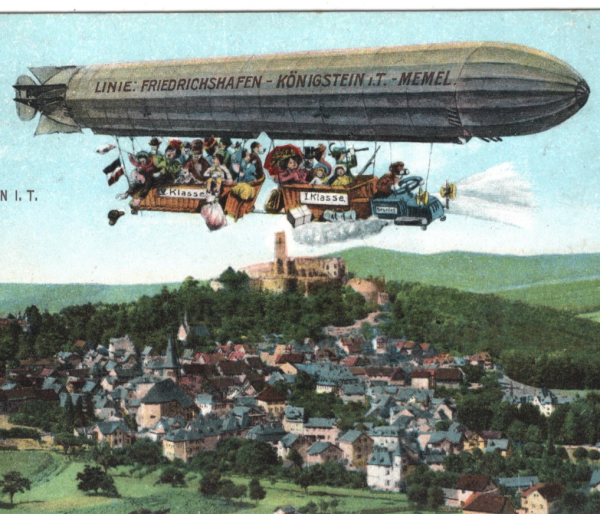 ZEPPELIN Art Comic Postcard *Königstein* Germany LINIE MEMEL 1909 London KZ335 - Image 6