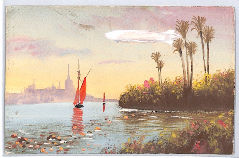 ZEPPELIN Art Postcard HAND-PAINTED *Palestine* Scene Dated 1917 {samwells}PZ67 - Image 3