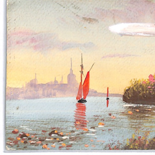 ZEPPELIN Art Postcard HAND-PAINTED *Palestine* Scene Dated 1917 {samwells}PZ67 - Image 7