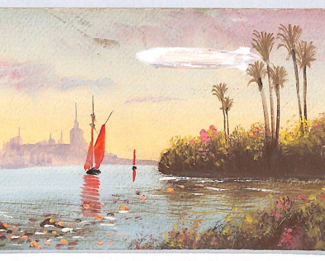 ZEPPELIN Art Postcard HAND-PAINTED *Palestine* Scene Dated 1917 {samwells}PZ67