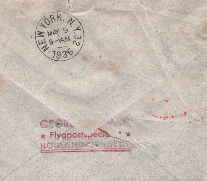 ZEPPELIN *HINDENBERG* Cover SWEDEN Air 1936 FIRST FLIGHT USA NJ Rahway KZ245 - Image 5