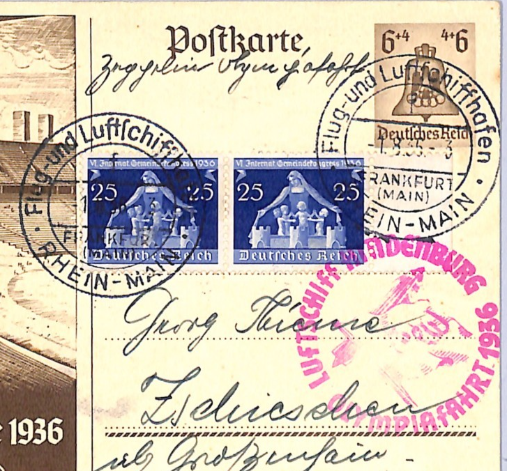 ZEPPELIN HINDENBURG Air Mail 1936 *OLYMPIAFAHRT* Card OLYMPICS Stationery WG328 - Image 4
