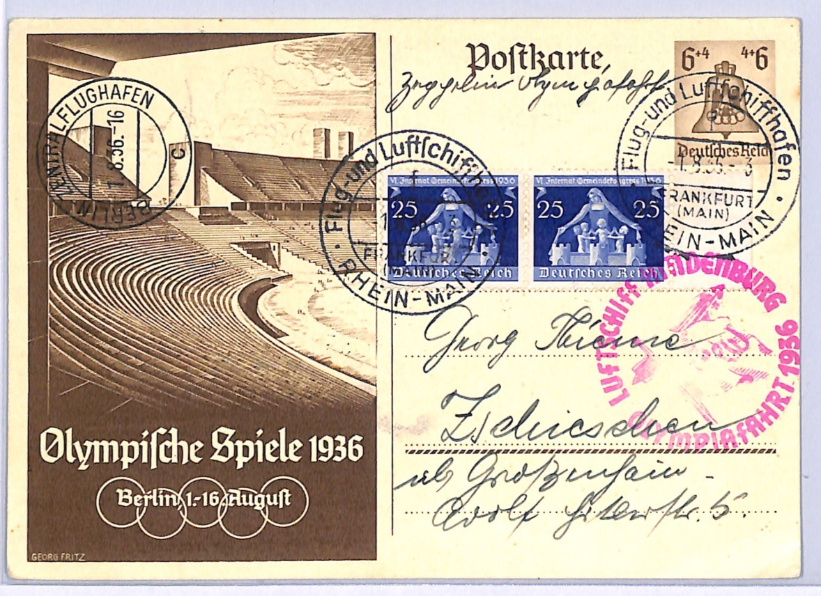 ZEPPELIN HINDENBURG Air Mail 1936 *OLYMPIAFAHRT* Card OLYMPICS Stationery WG328 - Image 5