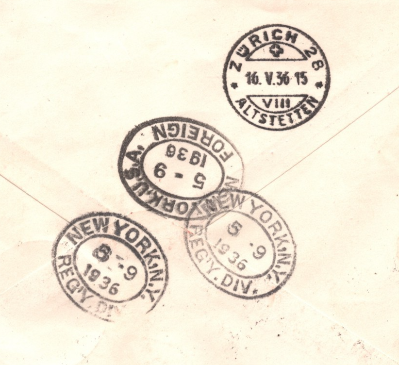 ZEPPELIN HINDENBURG Cover *LIECHTENSTEIN* Treaty Air OFFICIALS 1936 USA KZ419 - Image 13