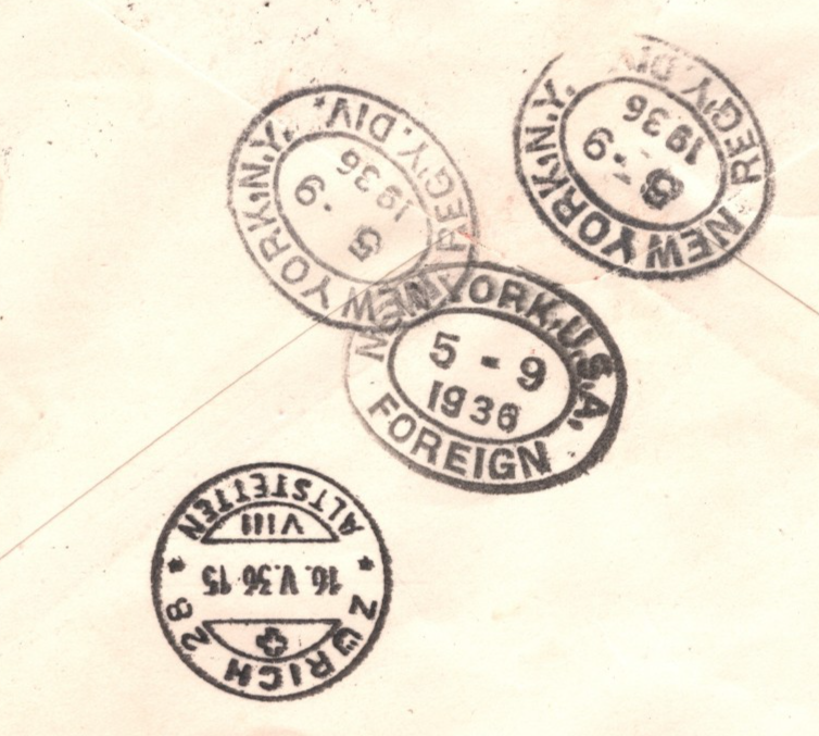 ZEPPELIN HINDENBURG Cover *LIECHTENSTEIN* Treaty Air OFFICIALS 1936 USA KZ419 - Image 3