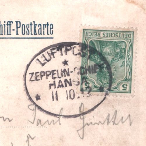 ZEPPELIN *Hansa* (LZ.13) Air Mail Postcard BORDSTEMPEL Oval 1912 Luftpost KZ13
