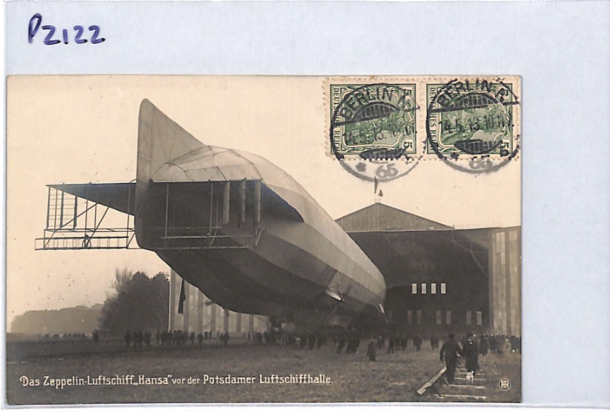 ZEPPELIN *Hansa* (LZ.13) Hangar Postcard 1913 Germany VIEW-SIDE FRANKING PZ122 - Image 11