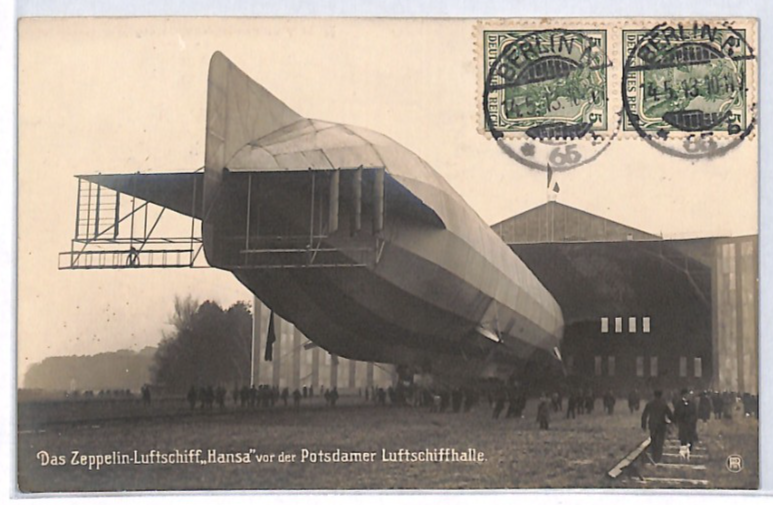 ZEPPELIN *Hansa* (LZ.13) Hangar Postcard 1913 Germany VIEW-SIDE FRANKING PZ122 - Image 3