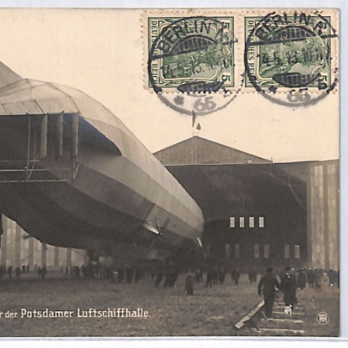 ZEPPELIN *Hansa* (LZ.13) Hangar Postcard 1913 Germany VIEW-SIDE FRANKING PZ122 - Image 5