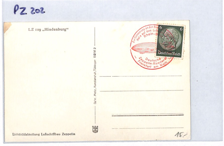 ZEPPELIN *Hindenburg* (LZ.129) Card 6pf HINDENBURG STAMP *Red Cachet* CTO PZ202 - Image 11