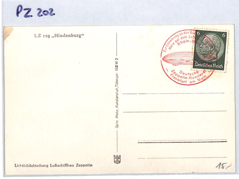 ZEPPELIN *Hindenburg* (LZ.129) Card 6pf HINDENBURG STAMP *Red Cachet* CTO PZ202 - Image 9