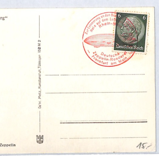 ZEPPELIN *Hindenburg* (LZ.129) Card 6pf HINDENBURG STAMP *Red Cachet* CTO PZ202