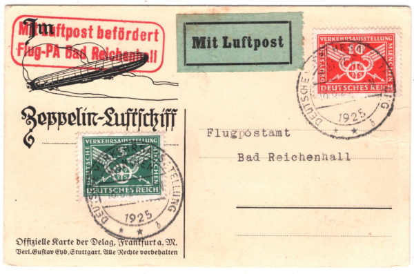 ZEPPELIN-LUFTSCHIFF Air Mail Card 1925 Set TRAFFIC EXHIBITION CDS Munich  KZ314 - Image 4