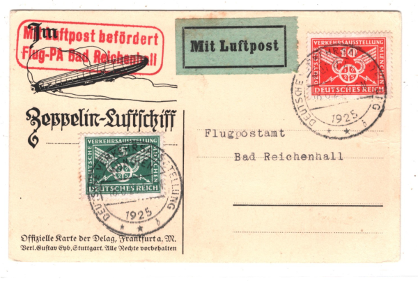 ZEPPELIN-LUFTSCHIFF Air Mail Card 1925 Set TRAFFIC EXHIBITION CDS Munich  KZ314