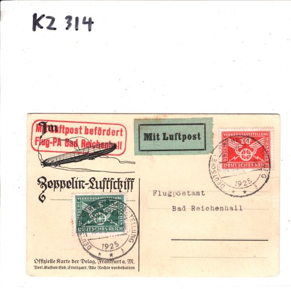 ZEPPELIN-LUFTSCHIFF Air Mail Card 1925 Set TRAFFIC EXHIBITION CDS Munich  KZ314 - Image 8