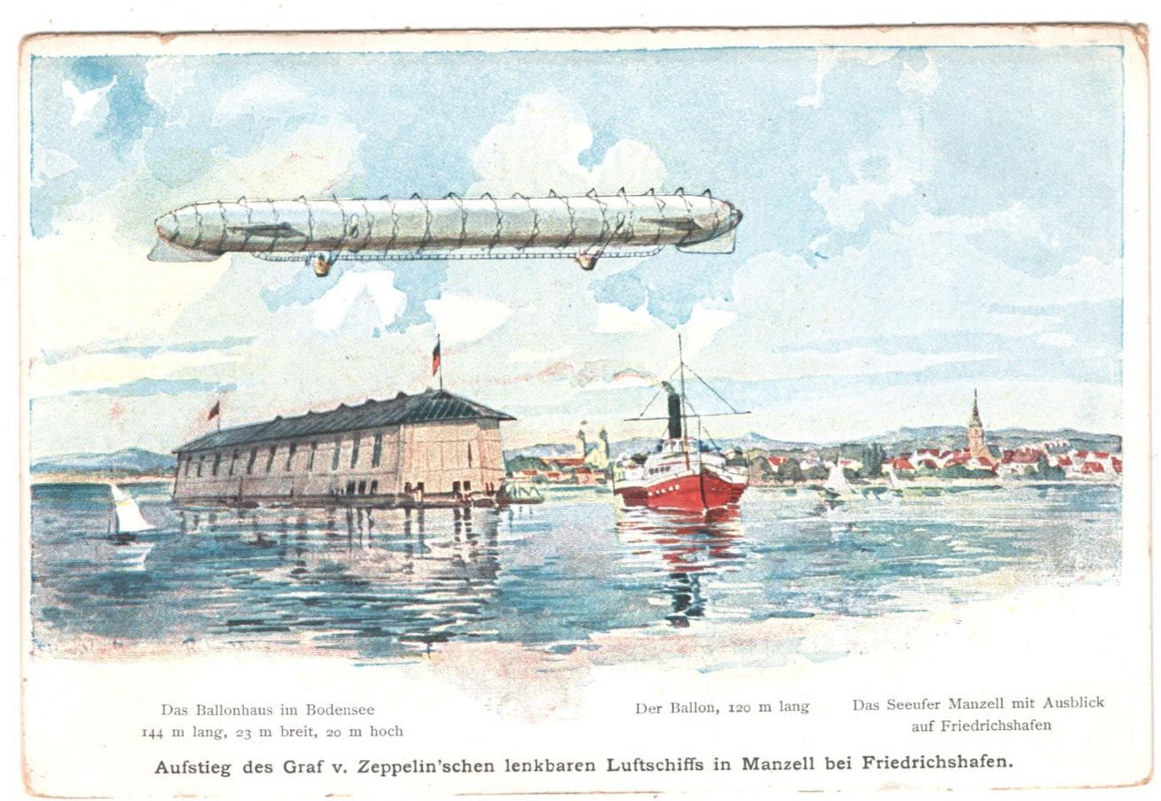ZEPPELIN (LZ.1) Chromo ART Postcard Friedrichshafen c1900 PIONEER AVIATION KZ27 - Image 3