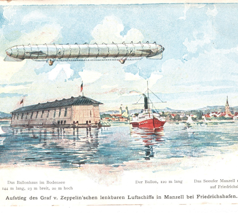 ZEPPELIN (LZ.1) Chromo ART Postcard Friedrichshafen c1900 PIONEER AVIATION KZ27