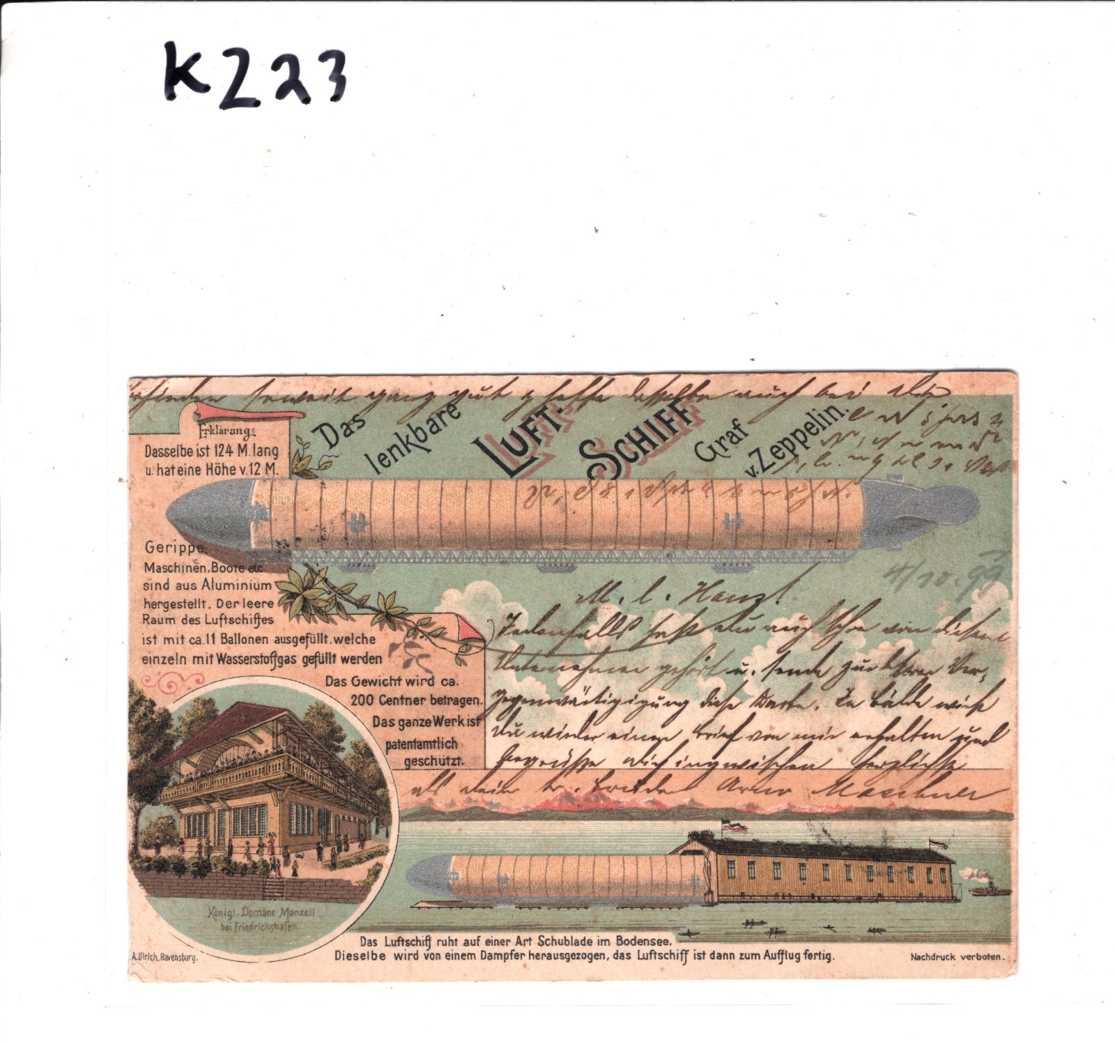 ZEPPELIN (LZ.1) Postcard *LUFT-SCHIFF* Lenkbare Used 1899 PIONEER AVIATION KZ23 - Image 13