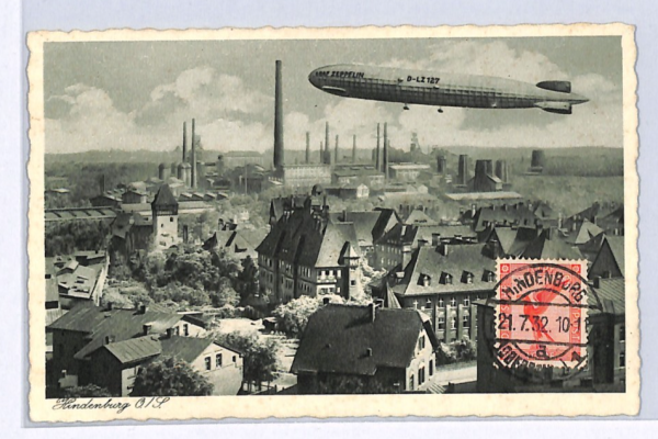 ZEPPELIN LZ.127 Postcard *Hindenburg* (Zabrze Poland) 1932 VIEW-SIDE Stamp WZ10 - Image 3