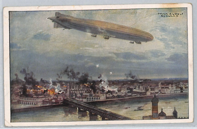 ZEPPELIN PROPAGANDA WW1 Postcard AIRSHIP *Parseval* LABEL Used 1917? LZ344 - Image 4