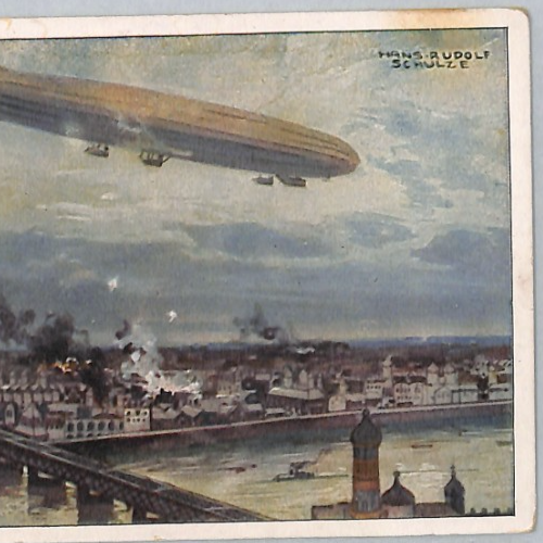 ZEPPELIN PROPAGANDA WW1 Postcard AIRSHIP *Parseval* LABEL Used 1917? LZ344 - Image 8
