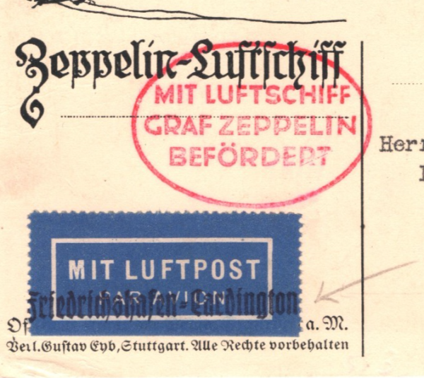 ZEPPELIN Postcard 1930 An Bord LZ.127 *Friedrichshafen-Cardington* Cachet KZ315 - Image 3